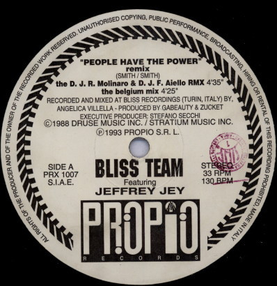 Bliss Team Featuring Jeffrey Jey - People Have The Power Remix | Propio Records (PRX 1007) - 2
