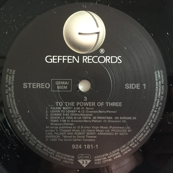 3 - … To The Power Of Three | Geffen Records (924 181-1) - 3 3 - … To The Power Of Three | Geffen Records (924 181-1) - 3