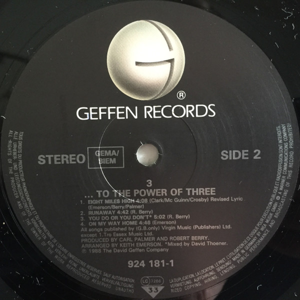 3 - … To The Power Of Three | Geffen Records (924 181-1) - 4 3 - … To The Power Of Three | Geffen Records (924 181-1) - 4