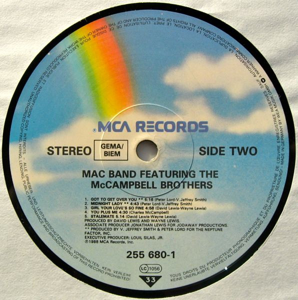 Mac Band Featuring The McCampbell Brothers - Mac Band Featuring The McCampbell Brothers | MCA Records (255 680-1) - 4 Mac Band Featuring The McCampbell Brothers - Mac Band Featuring The McCampbell Brothers | MCA Records (255 680-1) - 4