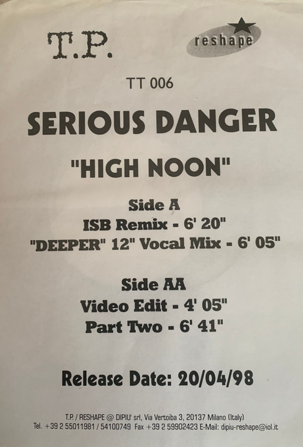 Serious Danger - High Noon | T.P. Records (TT 006) - main Serious Danger - High Noon | T.P. Records (TT 006) - main