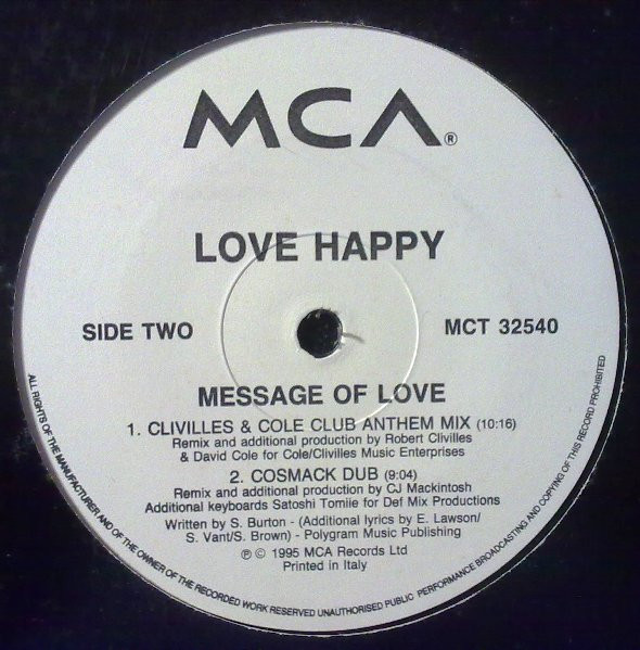 Love Happy - Message Of Love | MCA Records (MCT 32540) - 2