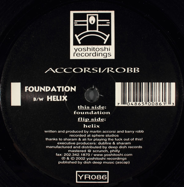 Accorsi / Robb - Foundation / Helix | Yoshitoshi Recordings (YR086)