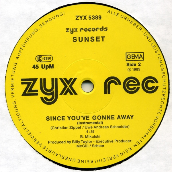 Sunset - Since You've Gonne Away | ZYX Records (ZYX 5389) - 4 Sunset - Since You've Gonne Away | ZYX Records (ZYX 5389) - 4