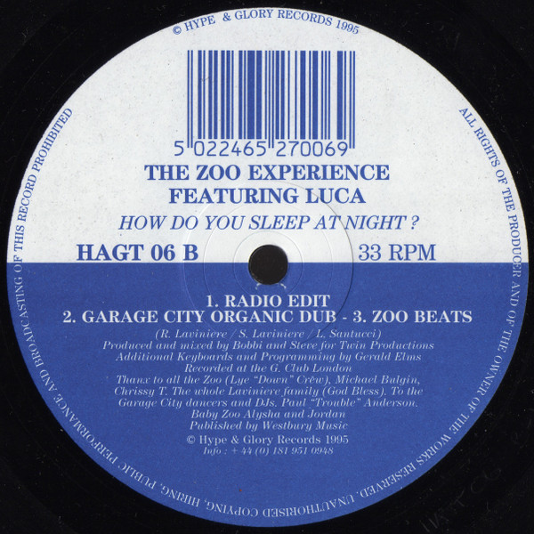 Zoo Experience Featuring Luca - How Do You Sleep At Night? | Hype & Glory Records (HAGT 06) - 2