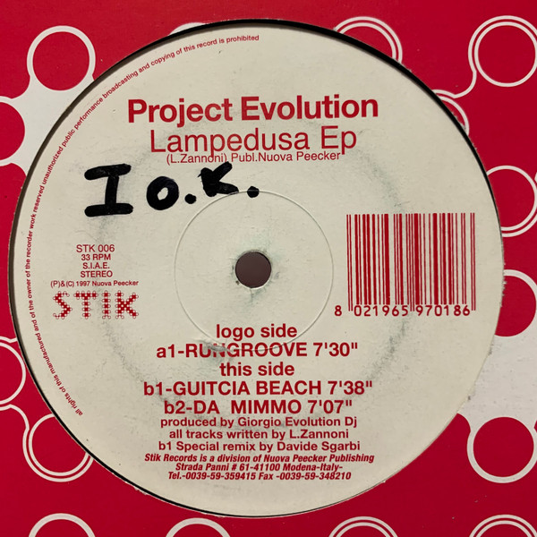 Project Evolution - Lampedusa EP | Stik Records (STK 006) - main Project Evolution - Lampedusa EP | Stik Records (STK 006) - main