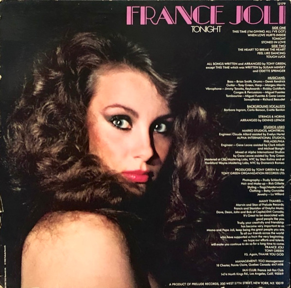 France Joli - Tonight | Prelude Records (PRL 12179) - 2 France Joli - Tonight | Prelude Records (PRL 12179) - 2