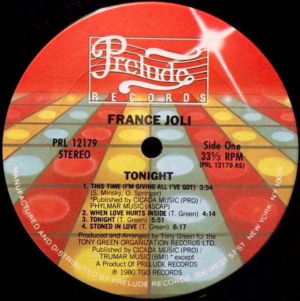 France Joli - Tonight | Prelude Records (PRL 12179) - 3 France Joli - Tonight | Prelude Records (PRL 12179) - 3