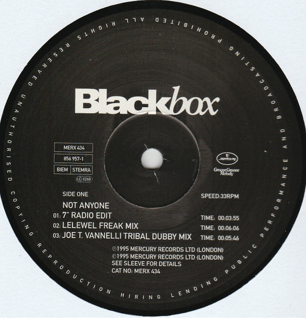 Black Box - Not Anyone | Mercury (MERX 434) - 3