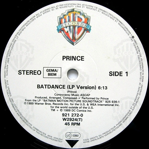 Prince - Batdance | Warner Bros. Records (W 2924 T) - 3