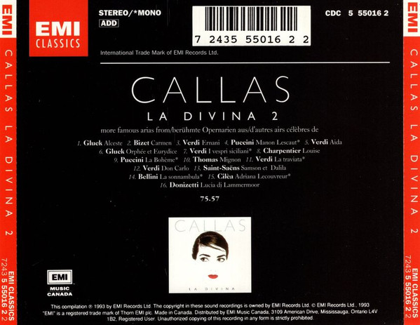 Callas - La Divina 2 | EMI Classics (CDC 5 55016 2) - 2 Callas - La Divina 2 | EMI Classics (CDC 5 55016 2) - 2