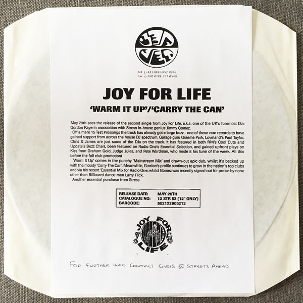 Joy For Life - Warm It Up | Stress Records (12 STR 52) - 2 Joy For Life - Warm It Up | Stress Records (12 STR 52) - 2
