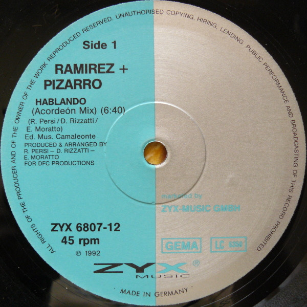Ramirez & Pizarro - Hablando | ZYX Music (ZYX 6807-12) - 3