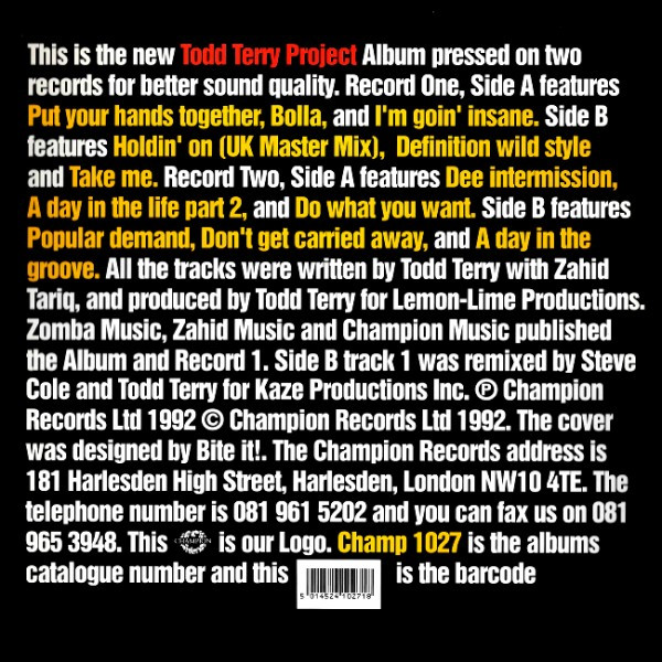 Todd Terry Project - Todd Terry Project Album | Champion (CHAMP 1027)