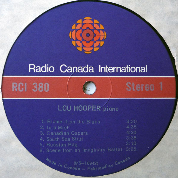 Lou Hooper - Lou Hooper, Piano | Radio Canada International (RCI 380) - 3 Lou Hooper - Lou Hooper, Piano | Radio Canada International (RCI 380) - 3