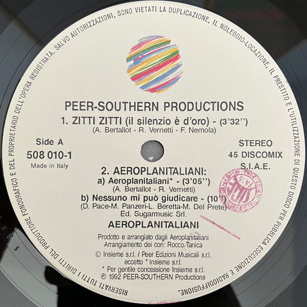 Aeroplanitaliani - Zitti Zitti | Peer Southern Productions (508 010-1) - 3 Aeroplanitaliani - Zitti Zitti | Peer Southern Productions (508 010-1) - 3