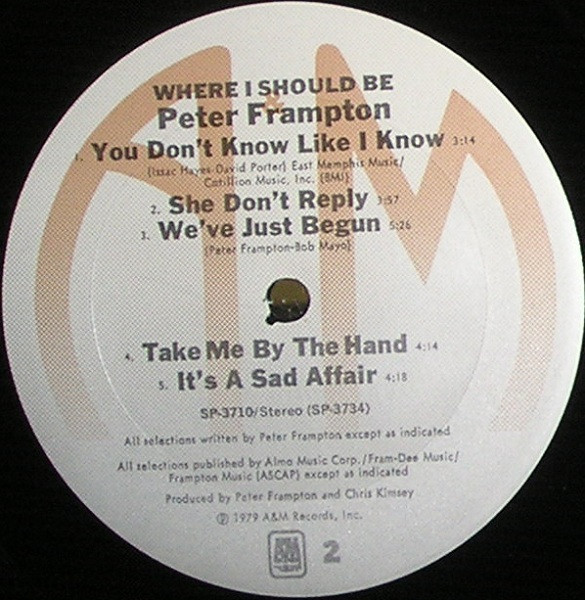 Peter Frampton - Where I Should Be | A&M Records (SP 3710) - 4