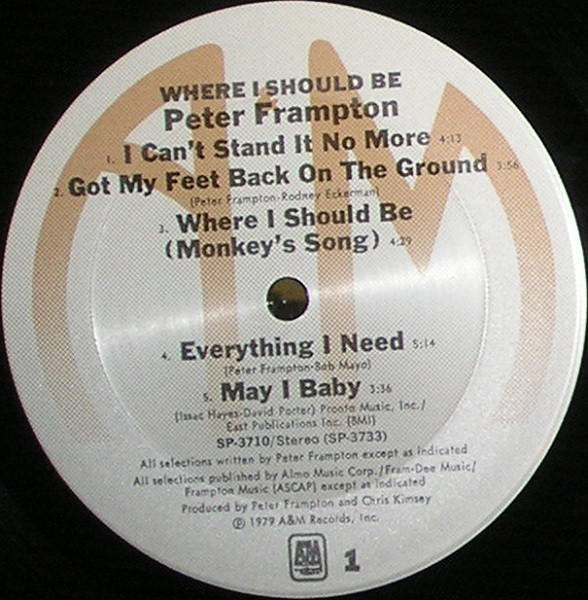 Peter Frampton - Where I Should Be | A&M Records (SP 3710) - 3