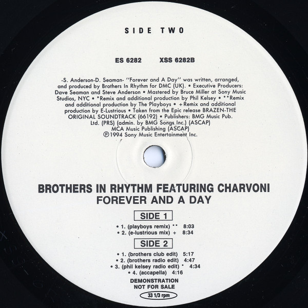 Brothers In Rhythm Featuring Charvoni - Forever And A Day | Epic (ES 6281) - 4