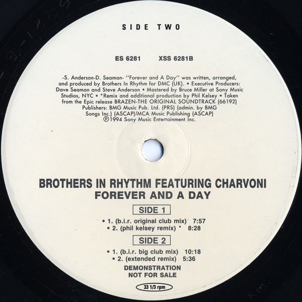 Brothers In Rhythm Featuring Charvoni - Forever And A Day | Epic (ES 6281) - 2