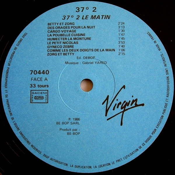 Gabriel Yared - 37°2 Le Matin | Virgin (70440) - 3 Gabriel Yared - 37°2 Le Matin | Virgin (70440) - 3