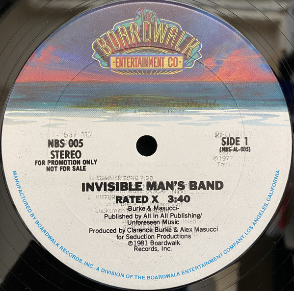 Invisible Man's Band - Rated X | The Boardwalk Entertainment Co (NBS 005)