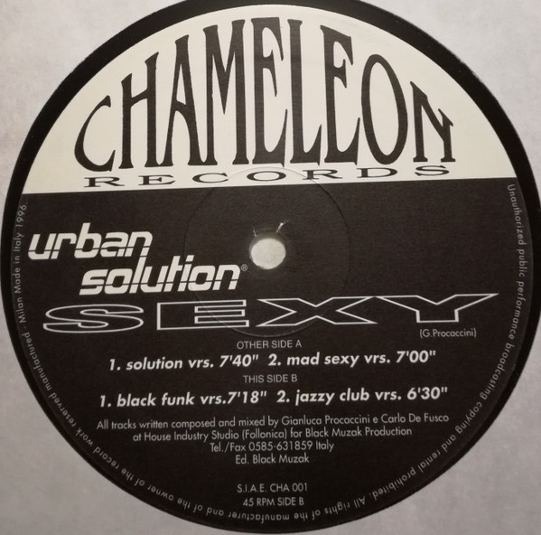 Urban Solution - Sexy | Chameleon Records (CHA 001) - 3