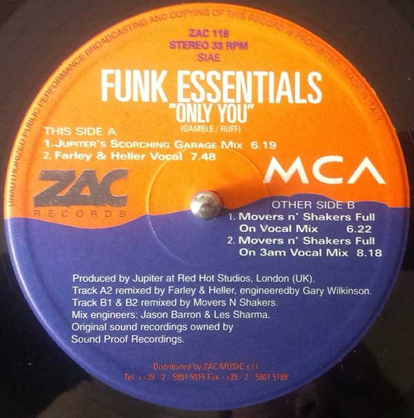 Funk Essentials - Only You | ZAC Records (ZAC 118)
