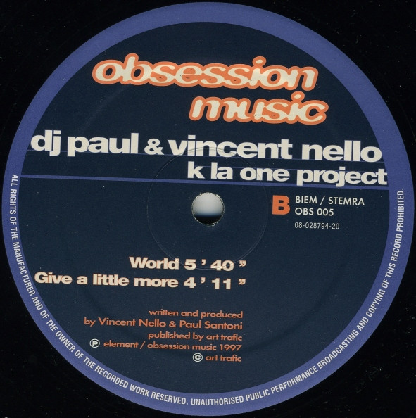 DJ Paul & Vincent Nello - K La One Project | Obsession Music (OBS 005) - 3 DJ Paul & Vincent Nello - K La One Project | Obsession Music (OBS 005) - 3