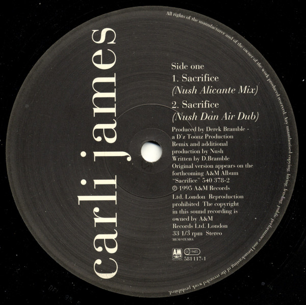 Carli James - Sacrifice | A&M Records (581 117-1) - 2 Carli James - Sacrifice | A&M Records (581 117-1) - 2