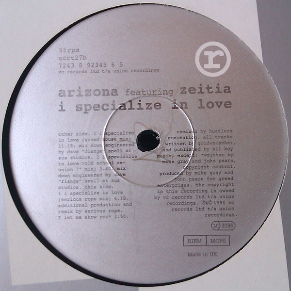 Arizona - I Specialize In Love | Union City Recordings (UCRT 27) - 3