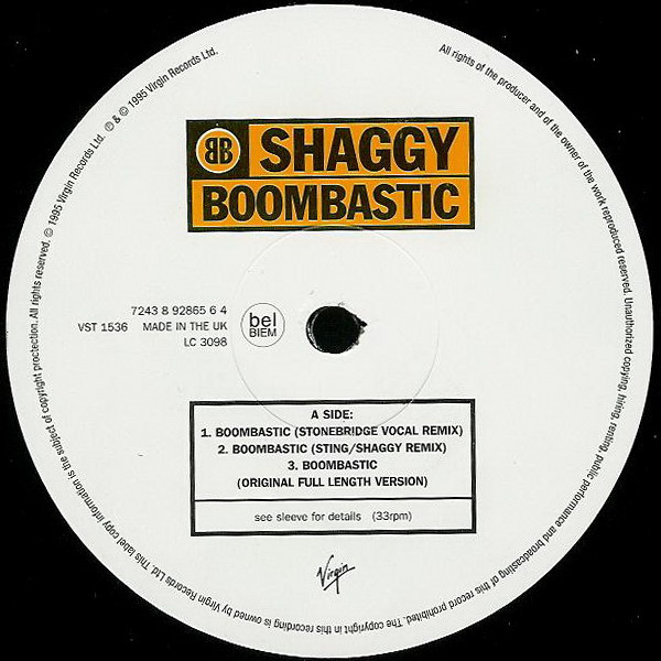 Shaggy - Boombastic | Virgin (7243 8 92865 6 4) - 5 Shaggy - Boombastic | Virgin (7243 8 92865 6 4) - 5