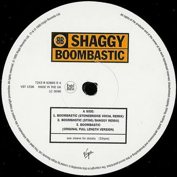 Shaggy - Boombastic | Virgin (7243 8 92865 6 4) - 4 Shaggy - Boombastic | Virgin (7243 8 92865 6 4) - 4