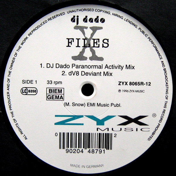 DJ Dado - X-Files | ZYX Music (ZYX 8065R-12)