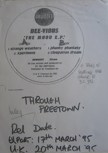 Dee-Vious - The Mood E.P. | Subwoofer (SUW 005) - main