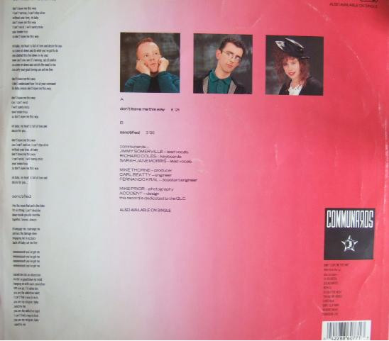 Communards With Sarah Jane Morris - Don't Leave Me This Way | Metronome (886 077-1) - 2 Communards With Sarah Jane Morris - Don't Leave Me This Way | Metronome (886 077-1) - 2