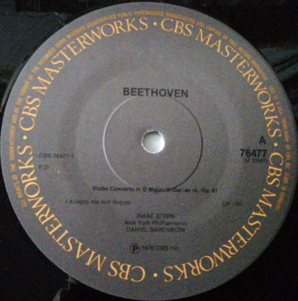 Beethoven - Isaac Stern , New York Philharmonic , Daniel Barenboim - Violin Concerto | CBS Masterworks (76477) - 3 Beethoven - Isaac Stern , New York Philharmonic , Daniel Barenboim - Violin Concerto | CBS Masterworks (76477) - 3