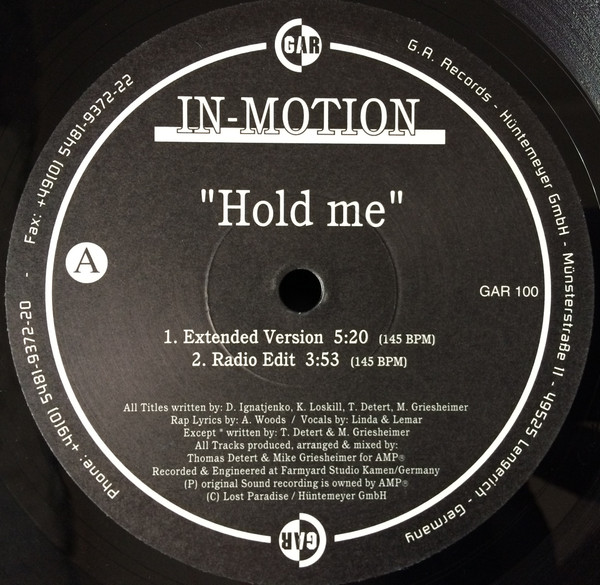 In-Motion - Hold Me | Gothic Arts Records (GAR 100)