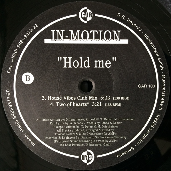 In-Motion - Hold Me | Gothic Arts Records (GAR 100) - 2 In-Motion - Hold Me | Gothic Arts Records (GAR 100) - 2