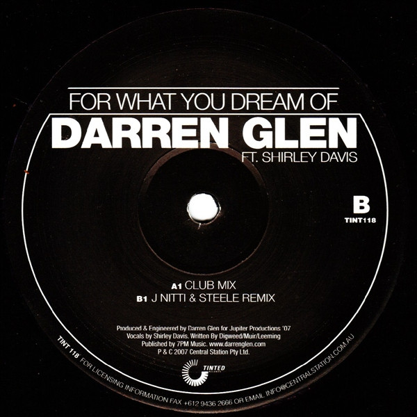 Darren Glen - For What You Dream Of | Tinted Records (TINT 118) - main