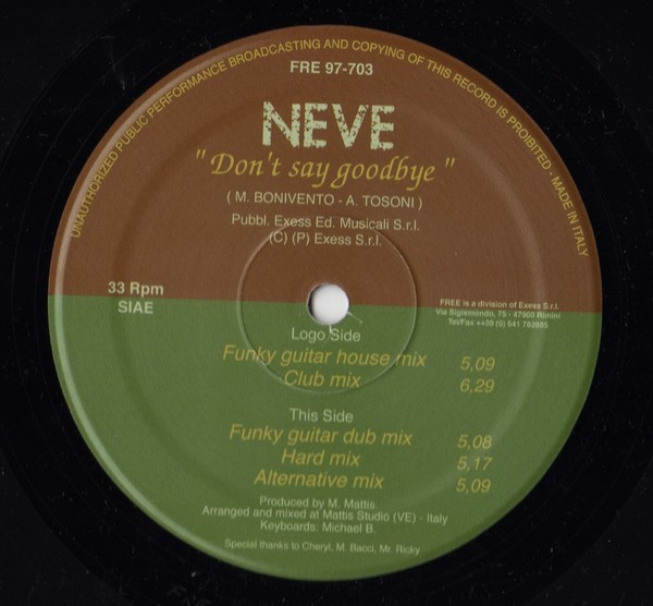 Neve - Don't Say Goodbye | Free (FRE 97-703) - main Neve - Don't Say Goodbye | Free (FRE 97-703) - main