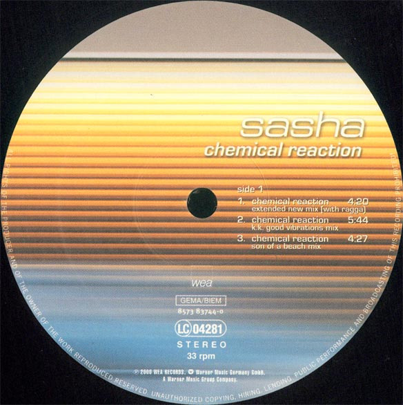 Sasha - Chemical Reaction | WEA Records (8573 83744-0) - 3 Sasha - Chemical Reaction | WEA Records (8573 83744-0) - 3