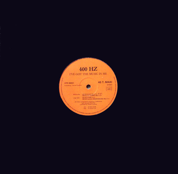 400 Hz - I've Got The Music In Me | House Trade Records (HTR 95001) - 3 400 Hz - I've Got The Music In Me | House Trade Records (HTR 95001) - 3