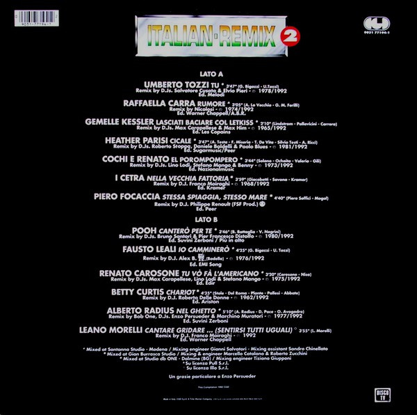 Various - Italian Remix 2 | CGD (9031 77194-1) - 2 Various - Italian Remix 2 | CGD (9031 77194-1) - 2