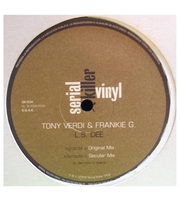 Tony Verdi & Frankie G. - L.S.DEE | Serial Killer Vinyl (SK-034)