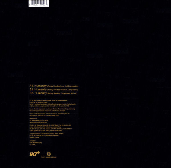 A Guy Called Gerald - Humanity (The Ashley Beedle Remixes) | !K7 Records (!K7092EP) - 2