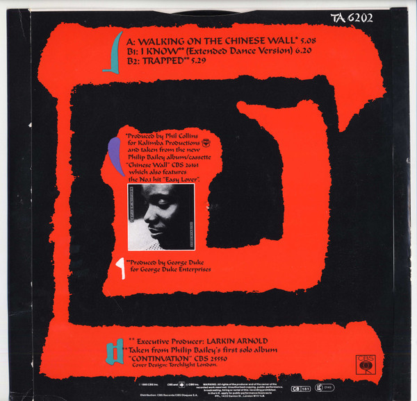 Philip Bailey - Walking On The Chinese Wall | CBS (TA 6202) - 2 Philip Bailey - Walking On The Chinese Wall | CBS (TA 6202) - 2