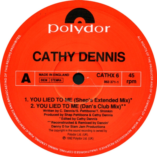 Cathy Dennis - You Lied To Me | Polydor (CATHX 6) - 3 Cathy Dennis - You Lied To Me | Polydor (CATHX 6) - 3