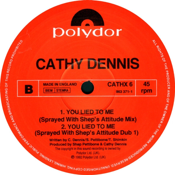 Cathy Dennis - You Lied To Me | Polydor (CATHX 6) - 4 Cathy Dennis - You Lied To Me | Polydor (CATHX 6) - 4