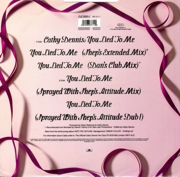 Cathy Dennis - You Lied To Me | Polydor (CATHX 6) - 2 Cathy Dennis - You Lied To Me | Polydor (CATHX 6) - 2